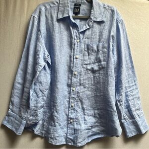GAP Men's Light Blue Linen Button-Up Shirt Sz S